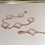 [Eternal Jewelry]CLOVER 5 MOTIF ROCK CRYSTAL PINK GOLD BRACELET - Image 10