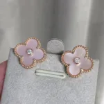 [Eternal Jewelry]CLOVER MEDIUM 1 MOTIFS  PINK MOP DIAMOND EARRINGS - Image 12