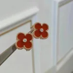 [Eternal Jewelry]CLOVER MEDIUM 1 MOTIFS CARNELIAN  DIAMOND earrings - Image 2