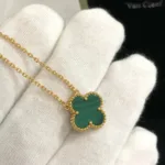 [Eternal Jewelry]CLOVER 15MM MALACHITE SINGLE FLOWER  NECKLACE - Image 3