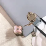 [Eternal Jewelry]CLOVER MEDIUM 1 MOTIFS  PINK MOP DIAMOND EARRINGS - Image 4