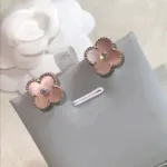 [Eternal Jewelry]CLOVER MEDIUM 1 MOTIFS  PINK MOP DIAMOND EARRINGS - Image 6