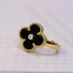 [Eternal Jewelry]CLOVER ONYX RING GOLD DIAMOND