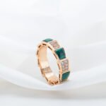 [Eternal Jewelry]SERPENTI RING PINK GOLD MALACHITE DIAMOND PAVED 4MM - Image 3