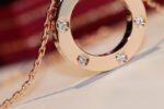 [Eternal Jewelry]LOVE NECKLACE 16MM 6 DIAMONDS PINK GOLD - Image 5