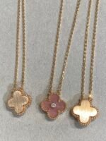 [Eternal Jewelry]CLOVER 15MM DIAMOND RHODONITE NECKLACE - Image 5