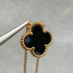 [Eternal Jewelry]CLOVER 15MM BLACK ONYX SINGLE FLOWER NECKLACE - Image 9