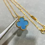 [Eternal Jewelry]CLOVER 15MM BLUE AGATE NECKLACE - Image 4