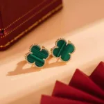[Eternal Jewelry]CLOVER MEDIUM 1 MOTIFS MALACHITE  EARRINGS - Image 4