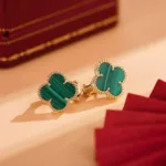 [Eternal Jewelry]CLOVER MEDIUM 1 MOTIFS MALACHITE  EARRINGS - Image 7