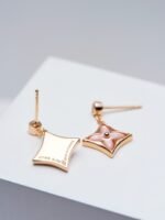 [Eternal Jewelry]DOUBLE STAR PINK GOLD MOP DROP EARRINGS - Image 3