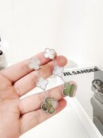 [Eternal Jewelry]CLOVER 3 MOTIFS CHALCEDONY DARK MOP SILVER EARRINGS - Image 8