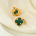 [Eternal Jewelry]CLOVER MEDIUM 1 MOTIFS MALACHITE  EARRINGS - Image 11