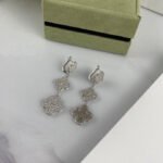 [Eternal Jewelry]CLOVER 3 MOTIF DIAMOND SILVER DROP EARRINGS - Image 5