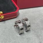 [Eternal Jewelry]LOVE CERAMIC DIAMOND PAVED SILVER EARRINGS - Image 2