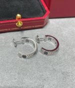 [Eternal Jewelry]LOVE CERAMIC DIAMOND PAVED SILVER EARRINGS - Image 8