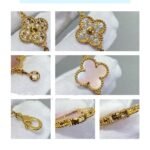 [Eternal Jewelry]CLOVER 5 MOTIF DIAMOND PINK MOP PINK GOLD BRACELET - Image 4