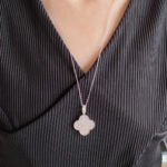 [Eternal Jewelry]CLOVER 25MM LARGE PEDANT DIAMOND PAVED LONG NECKLACE - Image 2