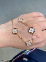 [Eternal Jewelry]STAR AND SUN 4 MOTIF WHITE MOP PINK GOLD BRACELET - Image 3