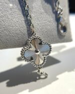 [Eternal Jewelry]CLOVER 5 MOTIF SILVER DIAMOND BRACELET - Image 8