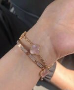 [Eternal Jewelry]CLOVER 5 MOTIFS Pink  AGATE  BRACELET - Image 5