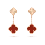 [Eternal Jewelry]CLOVER 2 MOTIF  LASER CARNELIAN EARRINGS - Image 2