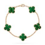 [Eternal Jewelry]CLOVER 5 MOTIFS MALACHITE BRACELET - Image 2