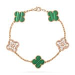 [Eternal Jewelry]CLOVER  5 MOTIF MALACHITE DIAMOND BRACELET - Image 2