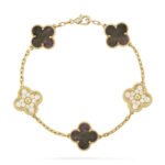[Eternal Jewelry]CLOVER 5 MOTIF GRAY MOP DIAMOND BRACELET
