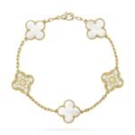 [Eternal Jewelry]CLOVER BRACELET 5 MOTIF WHITE MOP DIAMOND