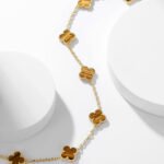 [Eternal Jewelry]CLOVER 10 MOTIFS TIGER EYE NECKLACE - Image 6