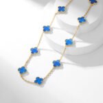 [Eternal Jewelry]CLOVER 10 MOTIFS BLUE AGATE NECKLACE - Image 5