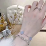 [Eternal Jewelry]CLOVER  5 MOTIF PURPLE CHALCEDONY BRACELET SILVER - Image 3
