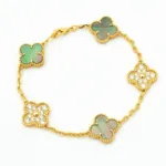[Eternal Jewelry]CLOVER 5 MOTIF GRAY MOP DIAMOND BRACELET - Image 3