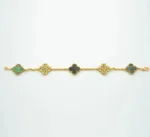 [Eternal Jewelry]CLOVER 5 MOTIF GRAY MOP DIAMOND BRACELET - Image 5