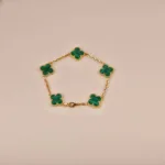 [Eternal Jewelry]CLOVER 5 MOTIFS MALACHITE BRACELET - Image 7