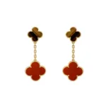 [Eternal Jewelry]CLOVER  2 MOTIF  TIGER EYE CARNELIAN EARRINGS - Image 2