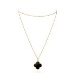 [Eternal Jewelry]CLOVER 25MM GOLD ONYX BIG CLOVER NECKLACE - Image 2