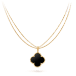 [Eternal Jewelry]CLOVER 25MM GOLD ONYX BIG CLOVER NECKLACE