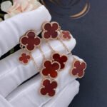 [Eternal Jewelry]CLOVER EARRINGS CARNELIAN 4 MOTIFS PINK GOLD - Image 2