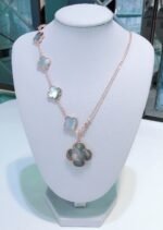 [Eternal Jewelry]COMBINED BRACELET 5 MOTIFS AND NECKLACE DARK MOP ROSE GOLD