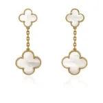 [Eternal Jewelry]CLOVER 2 MOTIF WHITE MOP EARRINGS - Image 2