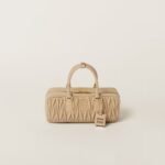 Arcadie Matelassé Large Soft Lamb Leather Handbag Sandy yellow