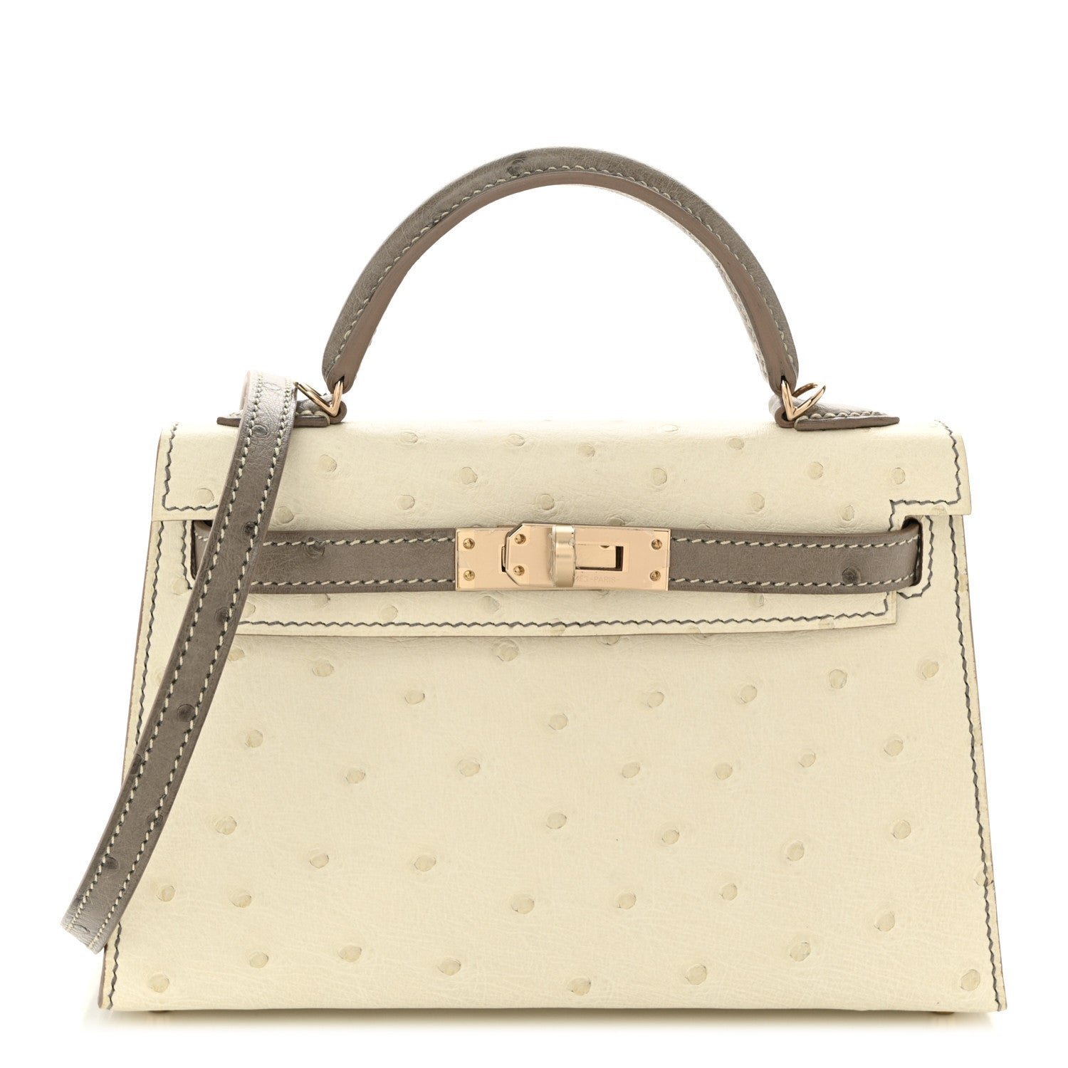 1a1515a99ad55635e2614d82638d6f61.jpg Ostrich Horseshoe Kelly Sellier Mini 20 Beton Gris Tourterelle - Image 1