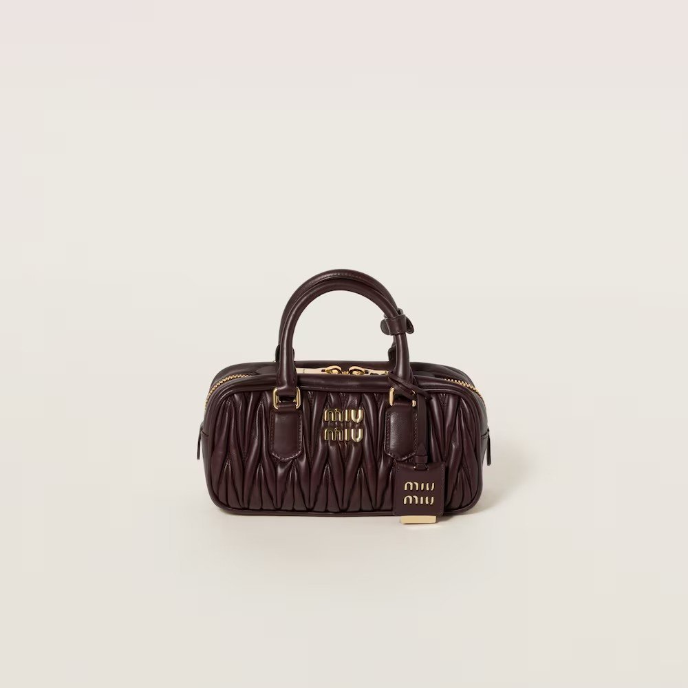 442c1ac3bf0df6af576da9ac303e24dd.jpg Arcadie Matelassé Small Soft Lamb Leather Handbag Shrubby Oak Color - Image 1