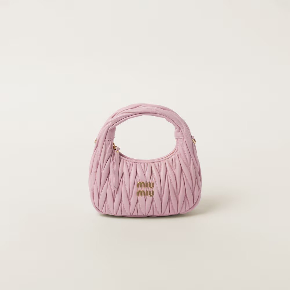 709ee3605bfc5e27985cf45469c7d7c1.jpg Wander Matelassé Soft Lamb Nappa Small Crescent Moon Bag Snow Pink - Image 1