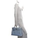 Matte Porosus Crocodile Kelly 35 Bleu Brighton - Image 2