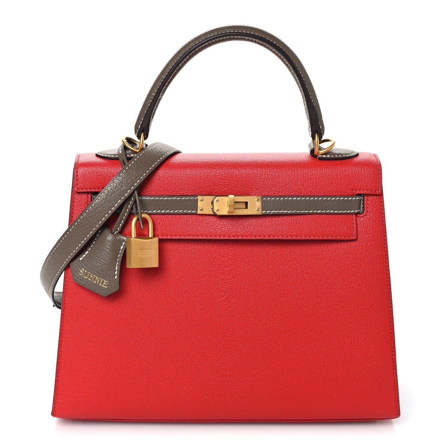 949b5d2fc28b74193be03cec180f489d.jpg Chevre Chandra Bi-Color Horseshoe Kelly Sellier 25 Rouge De Coeur Etoupe - Image 1