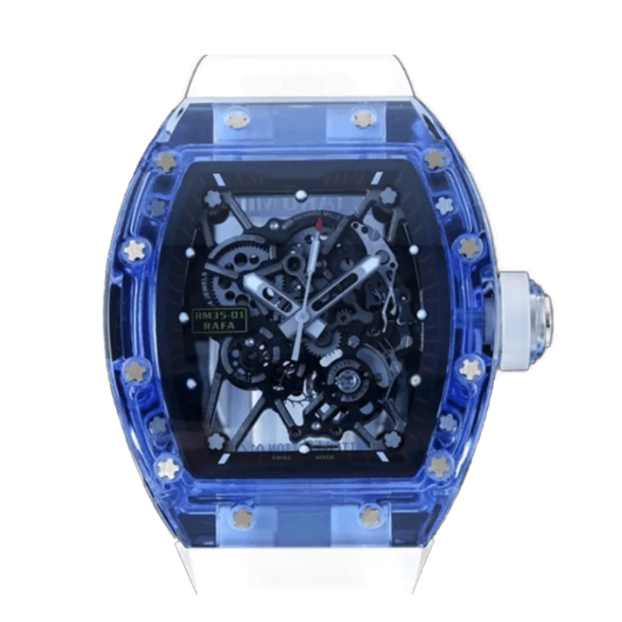 Richard-Mille-35-01-Blue-White-Rubber-Bracelet-Replica-2.webp Richard Mille 35-01 Blue White Rubber Bracelet Replica - Image 1