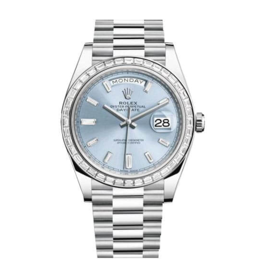 Rolex-Day-Date-Platinum-228396TBR-Ice-Blue-Baguette-Index-Replica.webp Rolex Day-Date Platinum 228396TBR Ice Blue Baguette Index Replica - Image 1